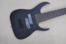 Chitarra elettrica nera opaca a 9 corde all'ingrosso della fabbrica con tastiera in palissandro Rilegatura bianca con hardware nero Può essere personalizzata