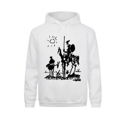 Herrtröjor tröjor picasso konst målning mans sportkläder don quixote riddare vintage män huva pullover jacka långärmad stuga