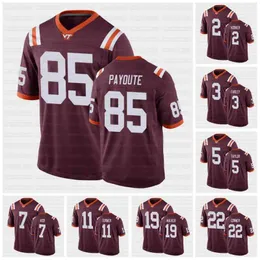 C202 Virginia Tech Hokies NCAA Maroon Football Game Jersey 2 Hendon Hooker 3 Caleb Farley Taylor Vick Turner Walker Conner Ashby McClease Tisdale