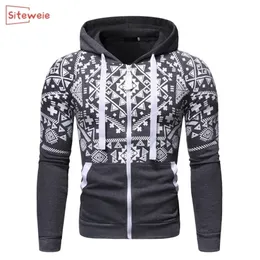 Siteweie Sport Jacket 남자 가을 캐주얼 스웨트 셔츠 패션 자켓 남자 인쇄 지퍼 후드 코트 남자 의류 남자 재킷 g398 201127
