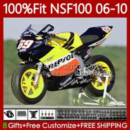 Carenatura da corsa per HONDA Fibra di vetro NSF100 NSF-100 NSF 100 Giallo chiaro 2006 2007 2008 2009 2010 Carrozzeria 116No.92 NS-F100 06 07 08 09 10 Corpo in fibra di vetro per stampaggio ad iniezione