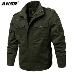 Aksar Plus Size Men Spring Autumn Cotton Military Jacket Coat Army Men's Bomber Pilot Jacketsメンズカーゴライトウェイトジャケット201127
