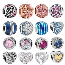 S925 Sterling Silver Beads Fit Pandora Bracelets Women DIY Making Jewelry Love Heart CZ Diamond Logo Designer Charms With Box