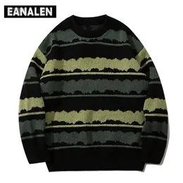 Harajuku vintage jumper striped ugly sweater streetwear pullover men oversized hip hop punk knitwear video grandpa sweater 220815