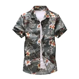 45 kg120 kg Mężczyzn Clothing Projekt mody wydrukowana koszulka vintage Men Hawaii Summer Beach Shirts 210412