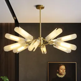 펜던트 램프 포스트 모던 구리 LED 샹들리에 창조적 거실 침실 예술 가벼운 고급 레스토랑 장식 유리 샹들리에 펜던트