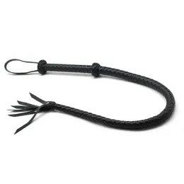 Nxy Sm Bondage 3 9 Feet Crafts Black Bull Whip Sex Spanking Bdsm Genuine Leather Riding Crop Queen Adult Erotic Toys for Couples 220426