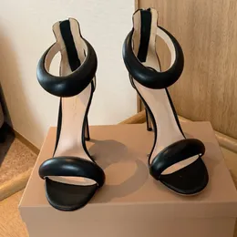 Guldsandaler för kvinnors Gianvito Rossi Luxury Designer Zip Stiletto Heel Dress Shoes Guint Leather Fashionable Bekväma 10 cm High