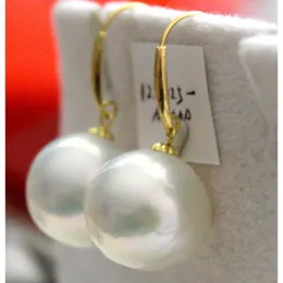 Ohrstecker, ein Paar 11–12 mm natürliche Südsee-Perlen, rund, weiß, Ohrstecker, Ohrstecker Kirs22