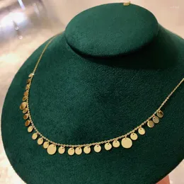 Zincirler Yuvarlak Kolye Katı Gerçek Altın Takı 18K AU750 Özelleştir Kadın Ruby Partisi Hediye Moda Fine JewelryChains Godl22