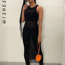 Seksi kolsuz örgü patchwork midi tank elbise kadın o boyun, siyah goth vestidos 2022 yaz punk grunge kıyafetleri 220507