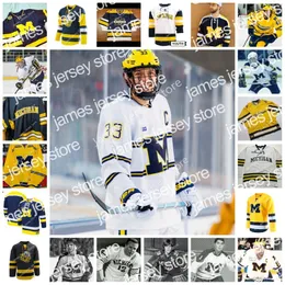 Maglia da hockey Jam 2022 NCAA personalizzata Michigan Wolverines College cucita 74 Nicholas Boka 2 Luke Martin 13 Jake Slaker 33 Joseph Cecconi Mackie