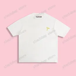 22SS 남성 여성 디자이너 니트 T 셔츠 티 브로치 편지 자수 짧은 슬리브 크루 넥 스트리트웨어 검은 흰색 xinxinbuy s-2xl