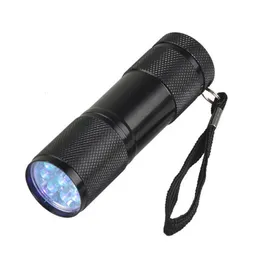 Mini Aluminum Portable UV Ultra Violet Blacklight 9 LED Flashlight Torch Light Lamp torch ultraviolet