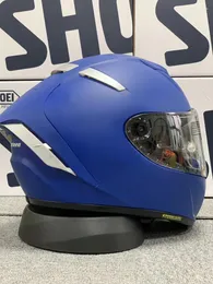 Motorcykelhjälmar Godkänd full ansikte hjälm Motorcross Matte Blue Casco Casco Safety Adult Hjälmetmotorcykel