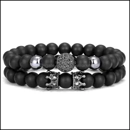 Brandneue 8 mm Micro Pave Cz Perlen Stränge Ball Charm Armbänder Frauen Männer Kupfer Schmuck Drop Lieferung 2021 Perlen Tkc9L