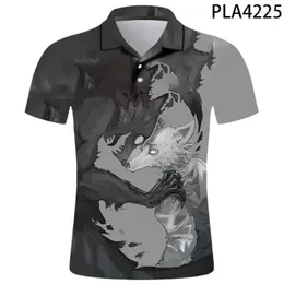 Erkek Polos Yaz Kısa Kollu Homme Anime Anime Beastars Street Giyim Erkekler Camisas Ropa 3d Baskılı Gömlek Moda Harajuku Coolmen'in Erkekleri Bles