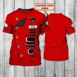 Moda Camiseta Nome Personalizado Master Chef Vermelho 3D Impressão Mens Verão Manga Curta Unisex Casual Esportes T-shirt DW16 220513