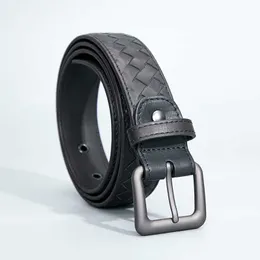 2022 new Top Quality men's leather belt needle buckle wide waistband single loop woven pure head Classic luxury belts for men