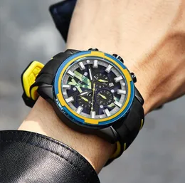 Wholesales customized 2133 Popular Men's Quartz watches Tide Brand Casual Sport 30M waterproof Multifunctional Luminous Calendar Chronograph Silicone watches