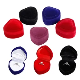 Velvet Heart-shaped Jewelry Box Ring Box Flocking Velvets Case Foldable Valentine's Day