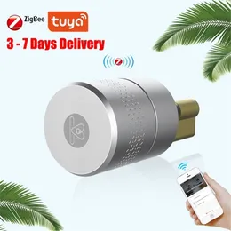 Tuya Smart Cylinder Photeprint Bluetooth Smart Lock SmartLife Zigbee Wireless Door Lock Cylinder for Smart Home Network Control 201013