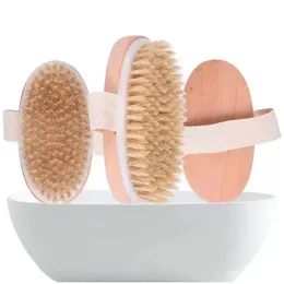 Stock Bath Brush Dry Skin Body Soft Natural Bristle SPA The Brush Wooden Bath Shower Bristle Brush SPA Body Brushs Without Handle F0421