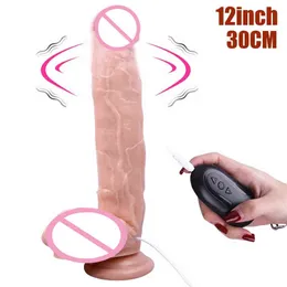 Nxy Dildos Dongs Vibratori da 12 pollici 30cm con forte ventosa Masturbatore femminile realistico Sex Shop Giocattoli per adulti 220420