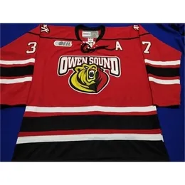 Nik1 40Retro Hockey Jersey Ricamo di alta qualità Personalizza Owen Sound Attack Road Ricamo cucito Personalizza maglie nome