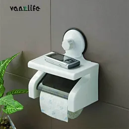 Vanzlife Waterproof toalet Roll Paper Uchwyt Pociste Ssanie ścian z tacą bez zranienia papieru toaletowego T200425