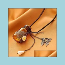 Anhänger Halsketten Anhänger Schmuck Glasflasche Aromatherapie Ätherisches Öl Diffusor Halskette Medaillon mit 24" Kette Drop Lieferung 2021 Emiy