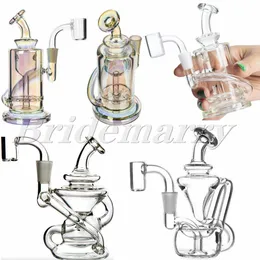 Small Glass Water Pipe Mini Recycler Hookah Bongs Bubbler Smoking Shisha Portable Dab Rigs Tabacco Accessories