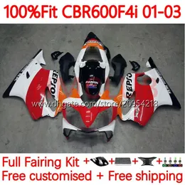 Corpo de molde de injeção para Honda CBr 600 F4i FS CC 600F4I 600CC 01-03 BODADE 137NO.47 CBR600F4I F4 I CBR600 F4I 01 02 03 CBR600FS 2001 2002 2003 OEM Fairing Repssol Repssol