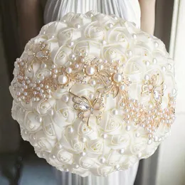 Dekoracyjne kwiaty wieńce 1PC/LOT Cream Bride Wedding Flower with Diamond for PartyDecorative