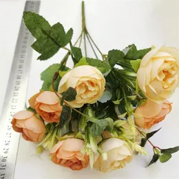 Flores decorativas grinaldas 7 coloras de seda casamento artificial decoração outono decoração de alta qualidade Big Bouquet Luxo Fake Flower Arranjo
