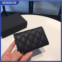-MIRROR Hot sold Top quality genuinel leather bag luxurys Designers women wallets Classic womens wallet with box mens purses credit card holder passport