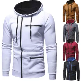Slim Zipper Men's Casual Cardigan Hoodies Autumn Fleece Hoody Sweatshirts Winter Running Jackets Sportswear S-3XL 210924