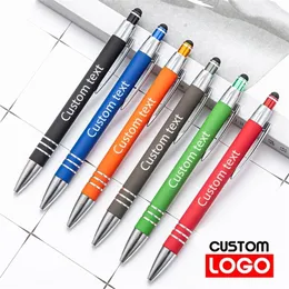 Metal Ballpoint Pen Touch Stylus Custom Business Supplies هدية الإعلان القلم الطالب المعلم قرطاسية الجملة 220712