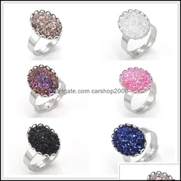 Pierścienie zespołowe biżuteria moda naśladuj kamień naturalny Druzy Druzy Pierścień stali nierdzewnej Crown Crown For Women Lady Drop dostawa 2021 GLZ