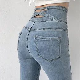 Zoenova chude ołówek dżinsy cztery guziki vintage wysokiej talii kobiety szczupłe dżinsowe spodnie ciasne spodnie damskie spodnie 220624