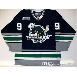 Nik1 custom Men real Full embroidery #9 TYLER SEGUIN PLYMOUTH WHALERS hockey Jersey or custom any name or number HOCKEY Jersey