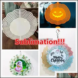 Christmas Decorations Festive Party Supplies Home Garden Ups Blanks Sublimation Wind Spinner 10 Inch Sublimat Metal Painting Dng