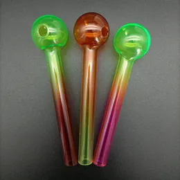 Rainbow Pyrex Glass Ball OD 25mm Glass Oil Burner Pipe Rainbow Gradient Colors Water Tube Nail Pipes Burning Tobacco Dry Herb