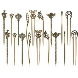 Haarclips Barrettes Tuparka Sticks Vintage Hair Pins Chinese vrouwen ChopstickSretro Decoratief voor DIY Accessoire 9 Design Bronze Amomg