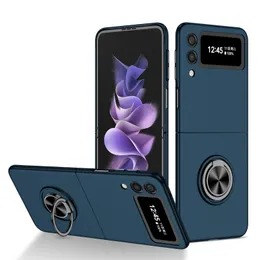 Anti-Fingerprint Halka Stand Tutucu Kılıfları Araç Tutucu Mıknatıs Montaj Şok geçirmez Hibrit Kapak Kamera Lens Koruması Samsung Z Filp 2 3 5G Flip3 Flip4 Flip4 kat 4