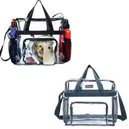 DHL50pcs Toiletry Kits Women PVC Transparent Large Capacity Travel Crossbody Bag With Mesh Pouch Mix Color