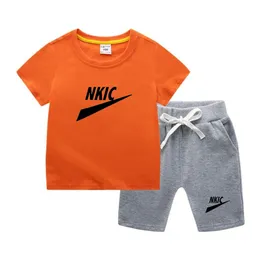 Sommarvarum￤rke basketsport s￤tter tryck barn t-shirt kostym kort ￤rm shorts 2 bit barn sportkl￤der pojkar flickor bomull avslappnad