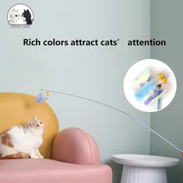 Cat Toys 117cm Kitten Interactive Toy Sound Paper Teaser Wand For Cats Plush Stick Funny Butterfly With Flash