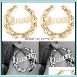 Hoop Hie Earrings Jewelry Fashion Dething Queen Babygirl Word Name Cointer Bamboo Gold Ear Rings Hoops Mti Styles Drop Dropence 2021 NQN0D