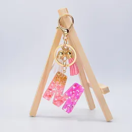 Keychains Fashion 26 Letters Harts For Women Tassel Pendant Key Chains Rings Glitter Keyring Holder Charms Handbag Accessories Enek22